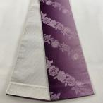 半幅帯 優品 薔薇 箔 紫 化繊 中古 在庫一掃