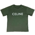 セリーヌ CELINE ロゴ Tシャツ カーキ トップス 半袖Tシャツ 綿 グリーン メンズ 中古