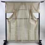 付下げ 身丈167.5cm 裄丈69cm L 薄物 紗 紬地 かに 草花 ベージュ 正絹 名品 中古