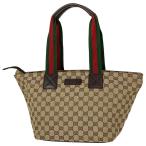 グッチ GUCCI GG柄 トートバッグ ハンドバッグ シェリーライン ウェブ トートバッグ GGキャンバス ベージュ ブラウン 131230 レディース 中古