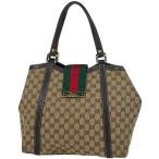 グッチ GUCCI GG柄 トートバッグ ハンドバッグ シェリーライン ウェブ GGキャンバス ブラウン 233607 レディース 中古