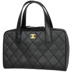 シャネル CHANEL ワイルドステッチ ハンドバッグ ココマーク トートバッグ マトラッセ ハンドバッグ レザー ブラック レディース 中古