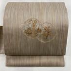 名古屋帯 美品 秀品 器物文 草花 刺繍 灰茶 正絹 中古