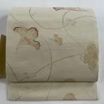 名古屋帯 美品 名品 花 箔 クリーム 正絹 中古