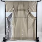 付下げ 身丈164.5cm 裄丈66cm M 薄物 絽 葡萄 銀彩 ぼかし 薄茶色 正絹 美品 名品 中古