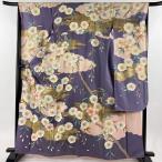 振袖 身丈162cm 裄丈66cm M 袷 落款あり 桜 雲文 金糸 銀通し 紫 正絹 逸品 中古