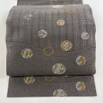 名古屋帯 美品 名品 八寸名古屋帯 松葉仕立て 縞 疋田 灰茶 正絹 中古