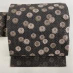 名古屋帯 美品 名品 菊 七宝 墨色 正絹 中古