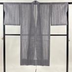 道中着 身丈128cm 裄丈66cm M 和装コート 着物衿 縦縞 灰紫 正絹 美品 逸品 中古