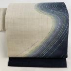 名古屋帯 美品 名品 紬地 流水 ベージュ 正絹 中古