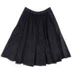プラダ PRADA 花柄 フレアスカート レース ボトムス スカート ブラック レディース 中古
