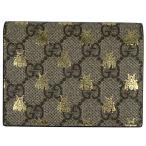 グッチ GUCCI GG柄 二つ折り 財布 GGスプリーム ビー 蜂プリント 二つ折り財布 コーティングキャンバス ベージュ ブラック 508757 レディース 中古