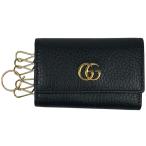 グッチ GUCCI GGマーモント 6連 キーケース ダブルG キーフック キーケース レザー ブラック 456118 レディース 中古