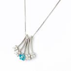 フラワーモチーフ デザインネックレス WG ホワイトゴールド ペンダント メレダイヤ ダイヤモンド ネックレス K18 WG パライバトルマリン レディース 中古