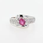 ルビー デザインリング プラチナ 指輪 メレダイヤ リング 13号 Pt900 ルビー ダイヤモンド レディース 中古