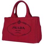 プラダ PRADA カナパ トート ハンドバッグ トートバッグ キャンバス レッド レディース 中古