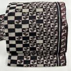 名古屋帯 美品 秀品 鳥 変わり市松 藍色 正絹 中古