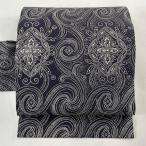 名古屋帯 美品 逸品 華文 幾何学模様 灰色 正絹 中古