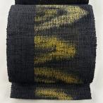 名古屋帯 美品 秀品 八寸名古屋帯 幾何学 墨色 正絹 中古
