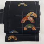 名古屋帯 美品 秀品 鳥 玩具 黒 正絹 中古