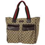 グッチ GUCCI GG柄 トートバッグ ショルダーバッグ シェリーライン ウエブ トートバッグ GGキャンバス ブラウン 161836 レディース 中古