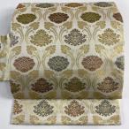 名古屋帯 美品 秀品 花唐草 箔 クリーム 正絹 中古