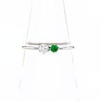 リメイク エメラルド デザインリング プラチナ 指輪 メレダイヤ リング 11号 Pt950 エメラルド ダイヤモンド レディース