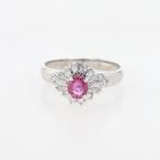 ショッピングルビー ルビー デザインリング プラチナ 指輪 メレダイヤ リング 8号 Pt900 ルビー ダイヤモンド レディース 中古