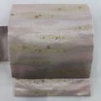 名古屋帯 美品 秀品 霞 幾何学模様 金銀糸 ピンク 正絹 中古