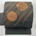 名古屋帯 美品 秀品 紬地 丸紋 草花 墨色 正絹 中古