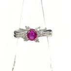 ルビー デザインリング プラチナ メレダイヤ 指輪 リング 10号 Pt900 ルビー ダイヤモンド レディース 中古