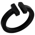 ティファニー TIFFANY&Co. ワイヤーリング Tスクエア 指輪 リング 9号 ステンレススチール ブラック レディース 中古