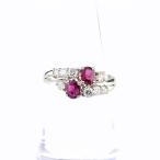 ルビー デザインリング プラチナ 指輪 メレダイヤ リング 11.5号 Pt900 ルビー ダイヤモンド レディース 中古