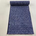 反物 優品 浴衣 幾何学模様 紺色 綿 中古