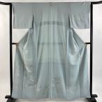 付下げ 身丈162.5cm 裄丈63.5cm S 袷 人物 ヱ霞 刺繍 金糸 水色 正絹 秀品 一つ紋 中古