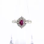 ショッピングルビー ルビー デザインリング プラチナ 指輪 メレダイヤ リング 10.5号 Pt900 ルビー ダイヤモンド レディース 中古