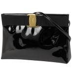 ショッピングフェラガモ サルヴァトーレフェラガモ Salvatore Ferragamo ヴァラ ショルダーバッグ 2WAY クラッチバッグ エナメル パテントレザー ブラック 0588 レディース 中古