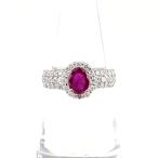 ショッピングルビー ルビー デザインリング プラチナ 指輪 メレダイヤ リング 11号 Pt900 ルビー ダイヤモンド レディース 中古