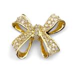 ショッピングダイヤ リボンモチーフ ペンダントトップ YG イエローゴールド メレダイヤ ペンダントトップ K18 ダイヤモンド レディース 中古