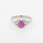 ショッピングルビー ルビー デザインリング プラチナ 指輪 メレダイヤ リング 11号 Pt900 ルビー ダイヤモンド レディース 中古