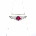 ルビー デザインリング プラチナ 指輪 メレダイヤ リング 17.5号 Pt900 ルビー ダイヤモンド レディース 中古