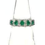 エメラルド デザインリング プラチナ 指輪 メレダイヤ リング 12号 Pt900 エメラルド ダイヤモンド レディース 中古