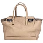 ショッピングフェラガモ サルヴァトーレフェラガモ Salvatore Ferragamo ガンチーニ ハンドバッグ 2WAY ショルダーバッグ ハンドバッグ レザー ピンクベージュ E424 レディース 中古