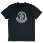 モンクレール MONCLER ロゴ Tシャツ クルーネック トップス 半袖Tシャツ コットン ブラック メンズ 中古