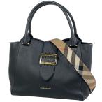 ショッピングBURBERRY バーバリー BURBERRY ロゴ トートバッグ 2WAY ショルダーバッグ ハンドバッグ トートバッグ レザー ブラック レディース 中古