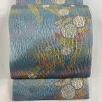 袋帯 美品 秀品 辻が花 霞 箔 水色 六通 正絹 中古