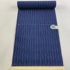 ショッピング浴衣 反物 優品 浴衣 縞 紺色 綿 中古