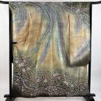 ショッピング振袖 振袖 身丈159cm 裄丈65cm M 袷 翠山工房 落款あり 辻が花 染め分け 銀通し 薄茶色 正絹 逸品 中古