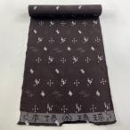 ショッピング琉球 反物 逸品 紬 本場琉球 井桁絣 流水 焦茶色 正絹 中古