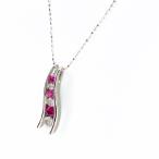 ルビー デザインネックレス WG ホワイトゴールド ペンダント メレダイヤ ネックレス K18 WG ルビー レディース 中古